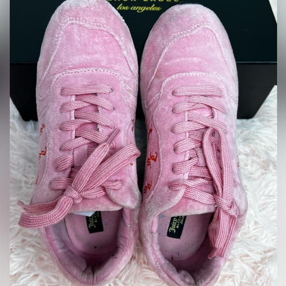 JUICY COUTURE Black Label Pink Velour Monogram Trainers - Picture 3 of 5